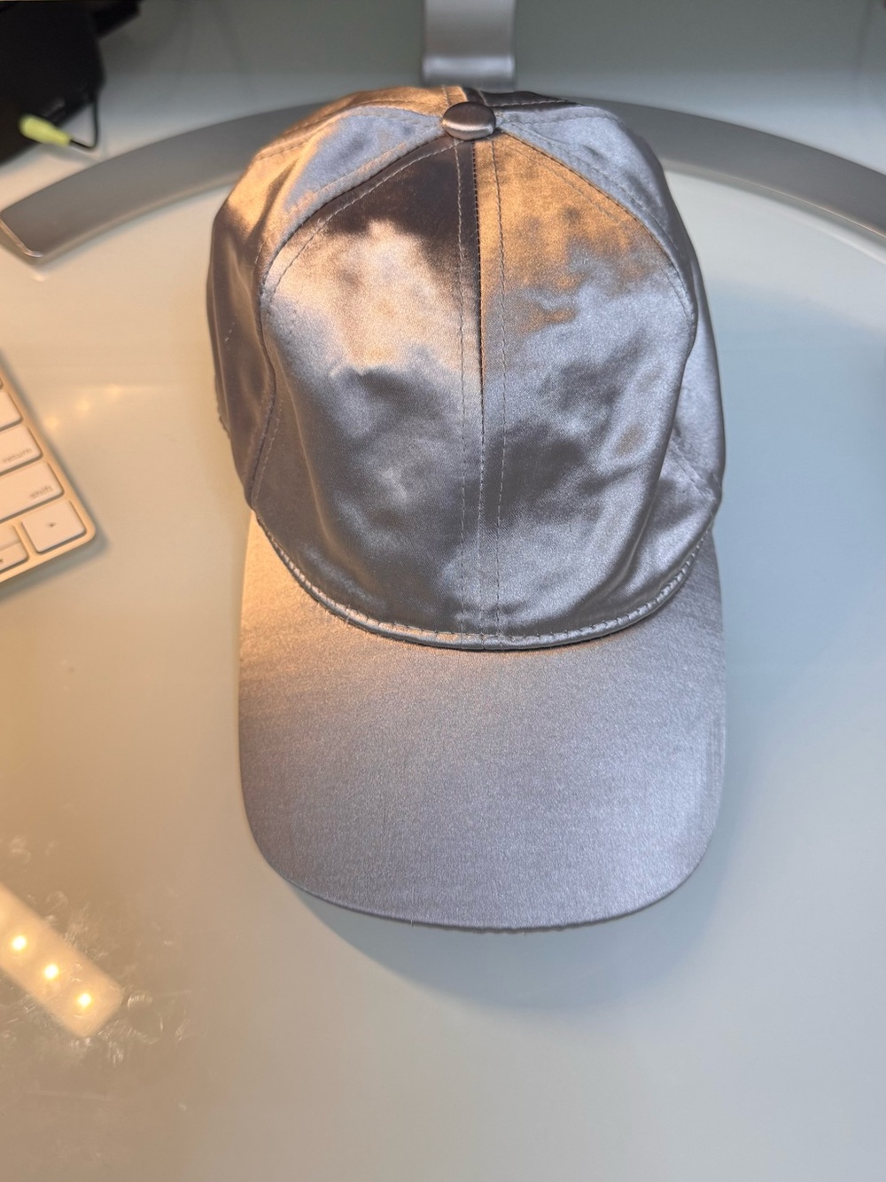 H&M Satin Baseball Cap - Silver Gray